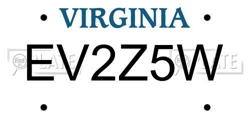 EV2Z5W Virginia License Plate