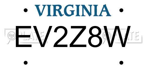 EV2Z8W Virginia License Plate