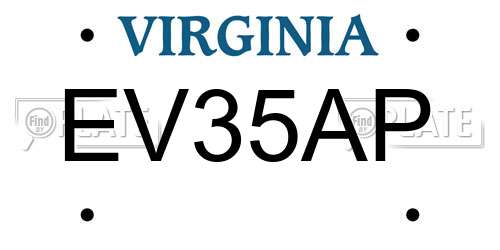 EV35AP Virginia License Plate