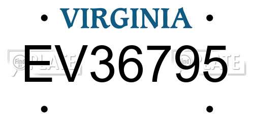 EV36795 Virginia License Plate