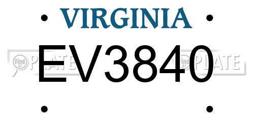 EV3840 Virginia License Plate
