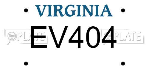EV404 Virginia License Plate