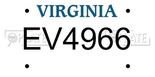 EV4966 Virginia License Plate
