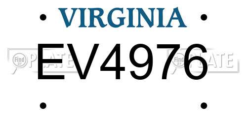 EV4976 Virginia License Plate