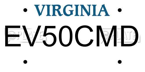 EV50CMD Virginia License Plate
