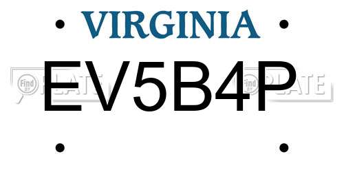 EV5B4P Virginia License Plate