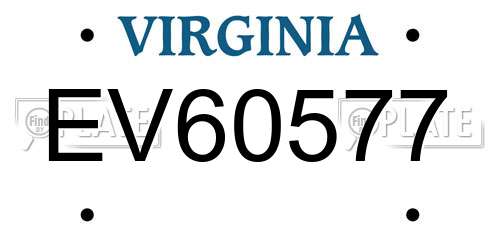 EV60577 Virginia License Plate