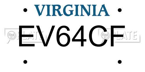 EV64CF Virginia License Plate