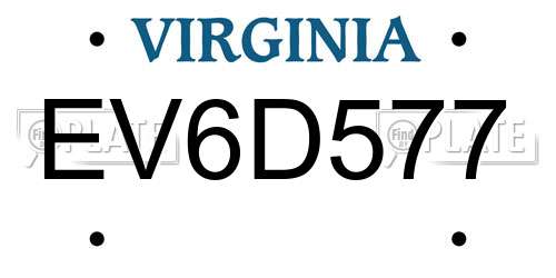 EV6D577 Virginia License Plate
