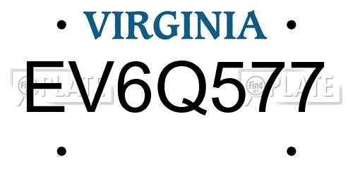EV6Q577 Virginia License Plate
