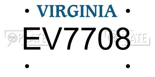 EV7708 Virginia License Plate