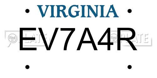 EV7A4R Virginia License Plate