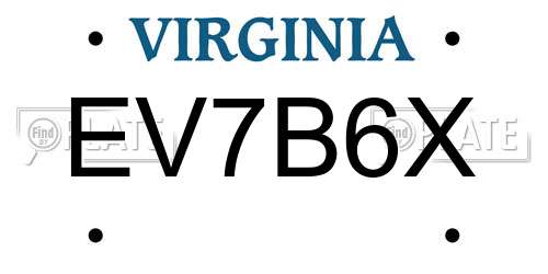 EV7B6X Virginia License Plate