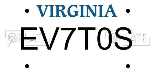 EV7T0S Virginia License Plate
