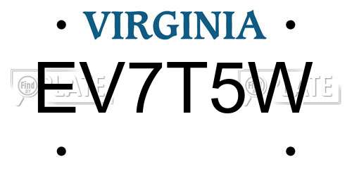 EV7T5W Virginia License Plate