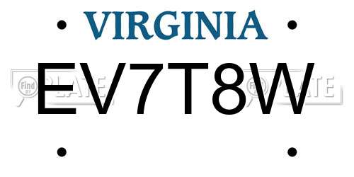 EV7T8W Virginia License Plate