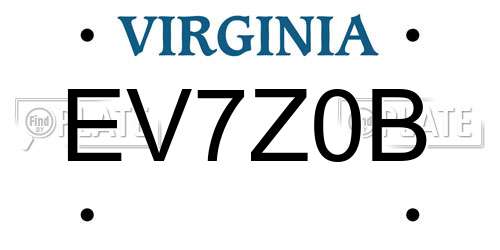 EV7Z0B Virginia License Plate