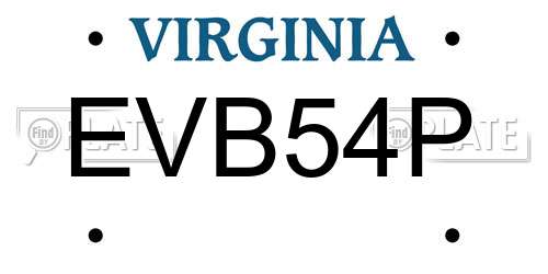 EVB54P Virginia License Plate