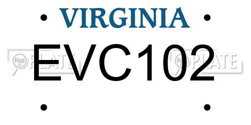 EVC102 Virginia License Plate