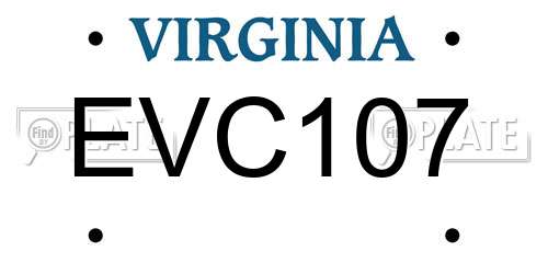 EVC107 Virginia License Plate
