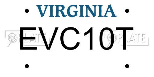 EVC10T Virginia License Plate