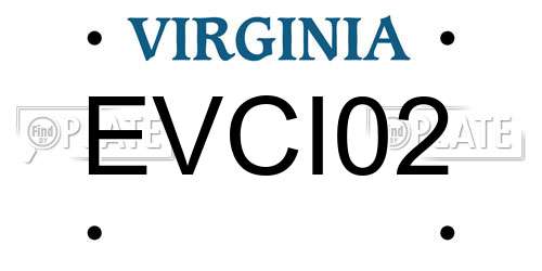 EVCI02 Virginia License Plate