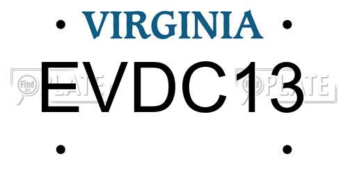 EVDC13 Virginia License Plate
