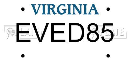 EVED85 Virginia License Plate