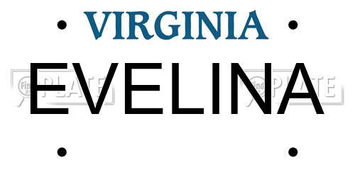 EVELINA Virginia License Plate