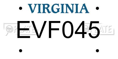 EVF045 Virginia License Plate