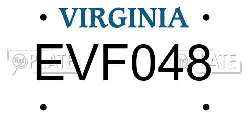 EVF048 Virginia License Plate