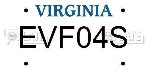 EVF04S Virginia License Plate
