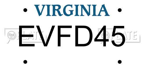 EVFD45 Virginia License Plate