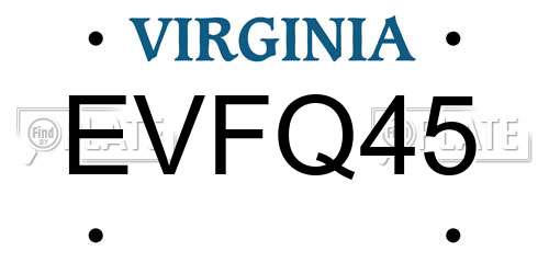 EVFQ45 Virginia License Plate