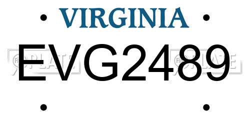 EVG2489 Virginia License Plate
