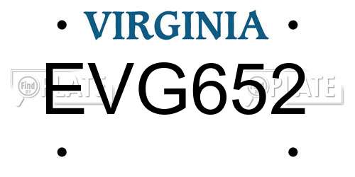 EVG652 Virginia License Plate
