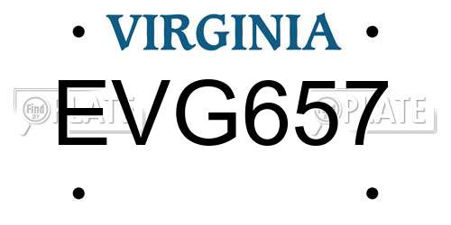 EVG657 Virginia License Plate
