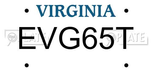 EVG65T Virginia License Plate