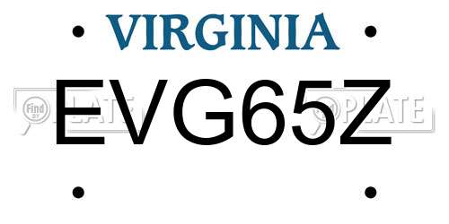 EVG65Z Virginia License Plate