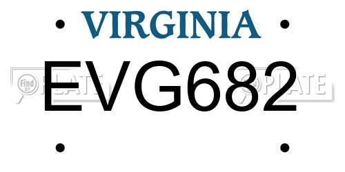 EVG682 Virginia License Plate
