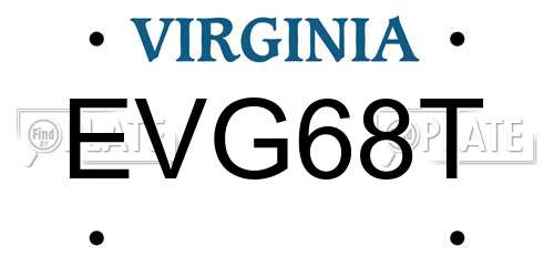 EVG68T Virginia License Plate