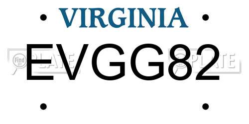 EVGG82 Virginia License Plate