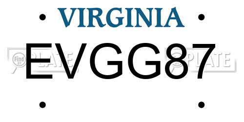 EVGG87 Virginia License Plate