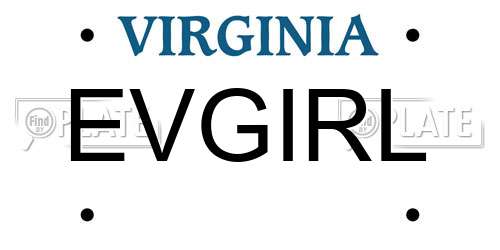 EVGIRL Virginia License Plate