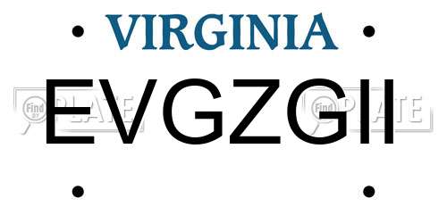 EVGZGII Virginia License Plate