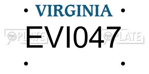 EVI047 Virginia License Plate
