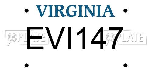 EVI147 Virginia License Plate