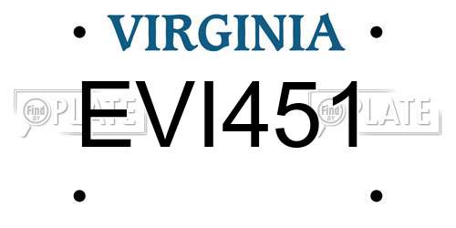 EVI451 Virginia License Plate