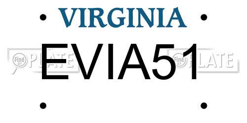 EVIA51 Virginia License Plate
