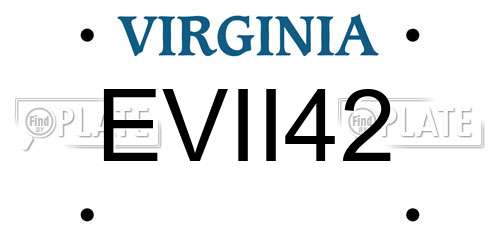 EVII42 Virginia License Plate